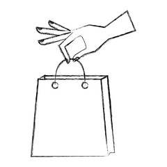 hand with shopping bag commercial icon