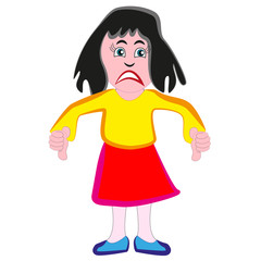 Very wicked ugly and nasty woman isolated by white background.