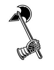 Medieval Axe Black and White Vector Icon
