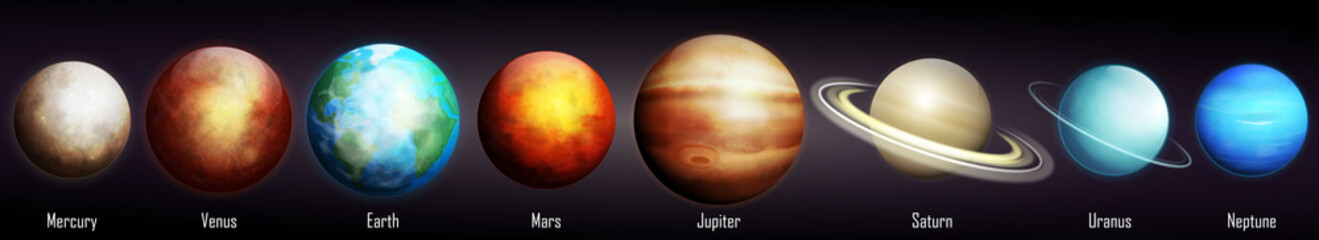 Planets of the Solar System vector illustration - obrazy, fototapety, plakaty