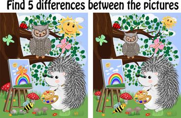 Find the differences between the pictures. Children's educational game.