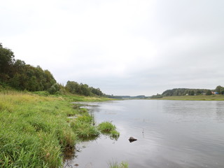 autumn cloudy day on the river