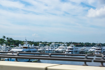 Fototapeta premium Yachts at West Palm Beach, Florida. The view from bridge