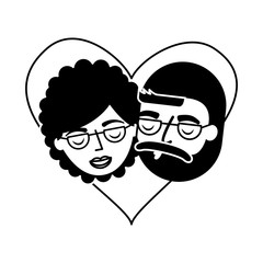 grandparents faces in love heart