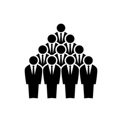 Team businessmen employees silhouettes. Pyramid teamwork concept.