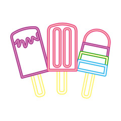 neon glow three ice cream popsicle