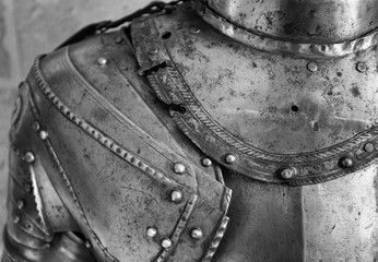 Detail of the upper part of an armor of medieval knight.