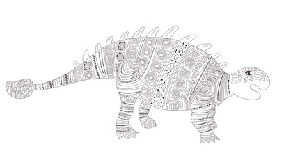 Dinosaur. Coloring page for child and adults Vector. Cartoon. Isolated art