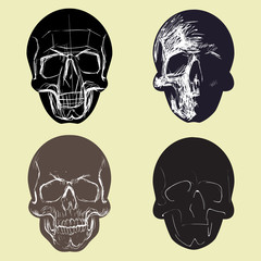 Hand drawn skull set. Concept artwork. T-shirt print. Vector design.