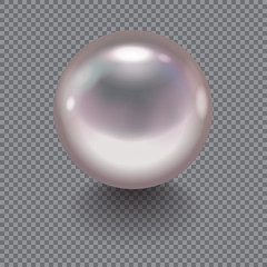 Realistic pearl with drop shadow. vector design object isolated on transparent background.