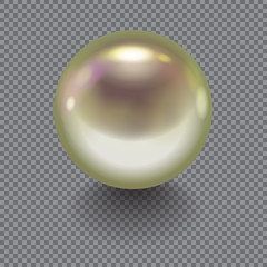 Realistic pearl with drop shadow. vector design object isolated on transparent background.