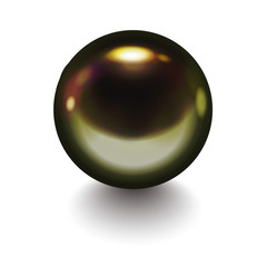 Realistic black pearl on white background. Vector design object.