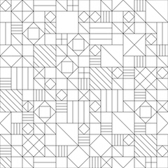 Fototapeta premium Patchwork. Page for coloring book. Abstract seamless pattern. Vector illustration.