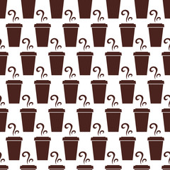 Seamless pattern, background. Take-away coffee. Vector illustration.