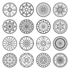 Mandala set, vector illustration for coloring book.