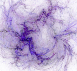 Abstract purple fractal on white background. Fantasy fractal texture. Digital art. 3D rendering. Computer generated image.