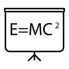 Blackboard icon in thin outline style. Education school college physics math