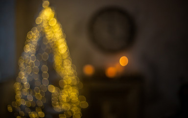 Interior of the new year with the effect of bokeh