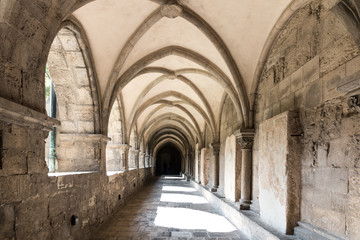 Fototapeta na wymiar View of the cloister of the Naumburg Cathedral, which has been a UNESCO World Heritage Site since 2018, Germany.