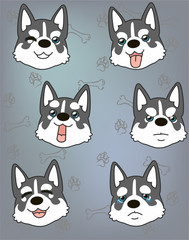Fototapeta premium Dog Husky Puppy. Seamless pattern. Vector illustration