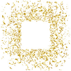 Gold confetti frame design, holiday banner, vector illustration