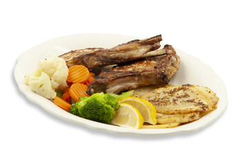 Greek pork chops lunch plate