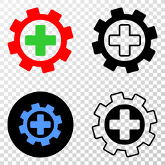 Obraz premium Medical settings EPS vector icon with contour, black and colored versions. Illustration style is flat iconic symbol on chess transparent background.