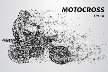 Fototapeta na wymiar Motocross consists of circles and dots. Sports illustration in point style.