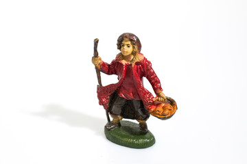 Christmas decoration, nativity statue isolated in a white background