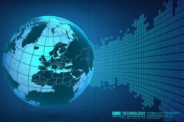 Abstract technology background with world globe
