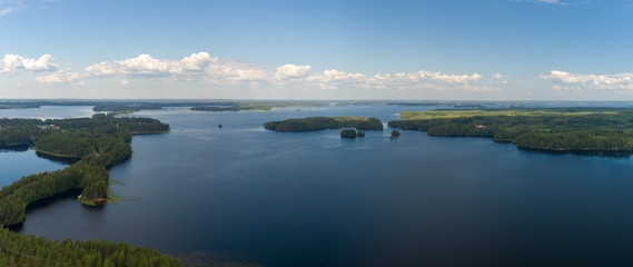 Views from the air of the lakes at Punkaharju Finland