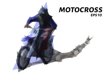 Motocross rider creates a cloud of dust and debris.