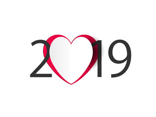 happy new year 2019 with heart. love concept