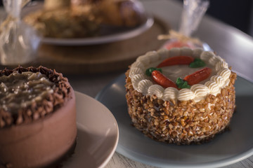 muffins with chocolate and nuts, carrot cake