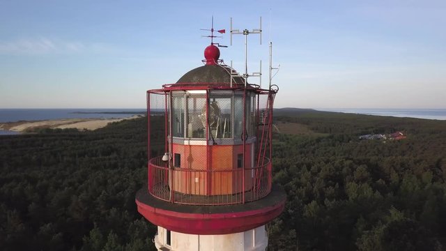 Flight around the top of the lighthouse on the Curonian Spit near Nida, Lithuania