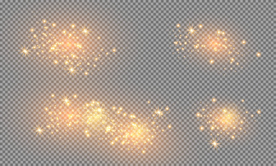 White sparks glitter special light effect. Vector sparkles on transparent background. Christmas abstract pattern. Sparkling magic dust particles