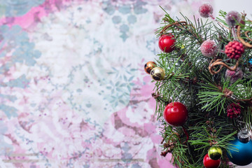 Christmas decoration on pastel background