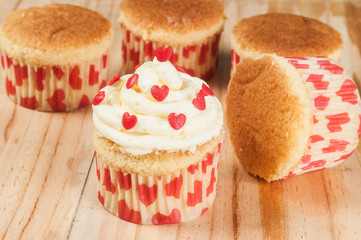 tasty homemade cupcakes decorated for valentines day