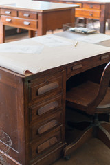Antique writing desk / secretary, close up.