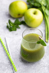Green smoothie of apple, celery and mint
