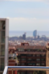 Fototapeta na wymiar High depth of field view of a metal railing in Barcelona