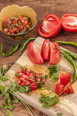 Ingredients used to make salsa.