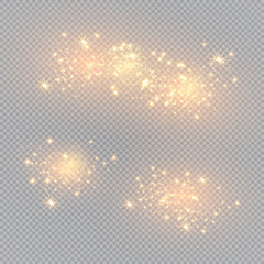 White sparks glitter special light effect. Vector sparkles on transparent background. Christmas abstract pattern. Sparkling magic dust particles