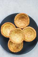 Egg Custard Tart, traditional English, Portuguese, Chinese desse