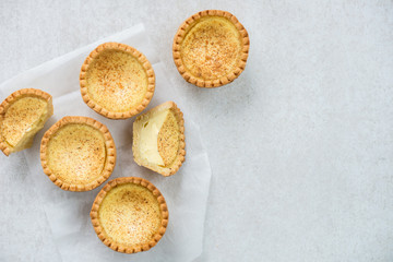 Egg Custard Tart, traditional English, Portuguese, Chinese desse