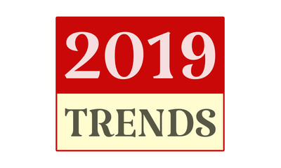 2019 Trends - written on red card on white background
