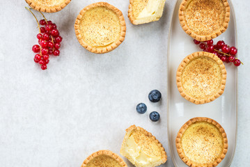 Egg Custard Tart, traditional English, Portuguese, Chinese desse