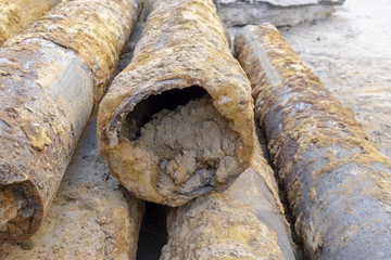 pipes clogged with sediment rust