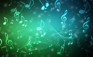 Abstract Colorful music background with notes