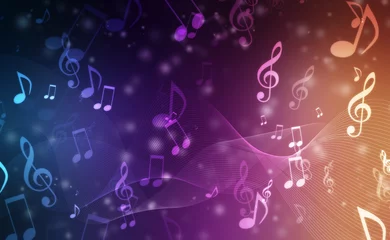  Abstract Colorful music background with notes © blackboard